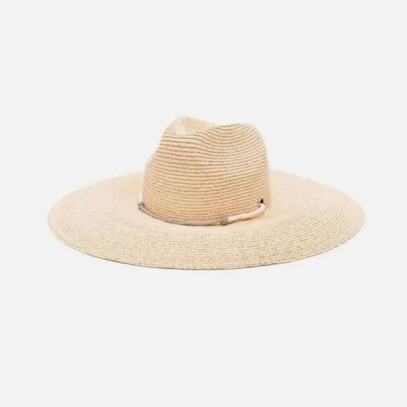 NWT Peserico Beaded-Trim Raffia Sun Hat Tan Beige - Picture 1 of 8